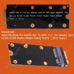 Apple MacBook Pro mSATA SSD To SATA 7+17 Pin Adapter Card A1425 A1398 Me662 Me664 Me665 Mc976 ( 2012 Years ) יד שניה אחריות 30יום מתאם לדיסק קשיח SSD של אפל